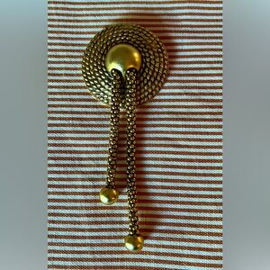 VTG BEN-AMUN Brooch Pin Gold Plated Tone Tassel Chain Round Modernist